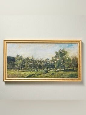 Hearth & Hand Framed Landscape Wall Art in Green and Gold 16in x 30 in NWT